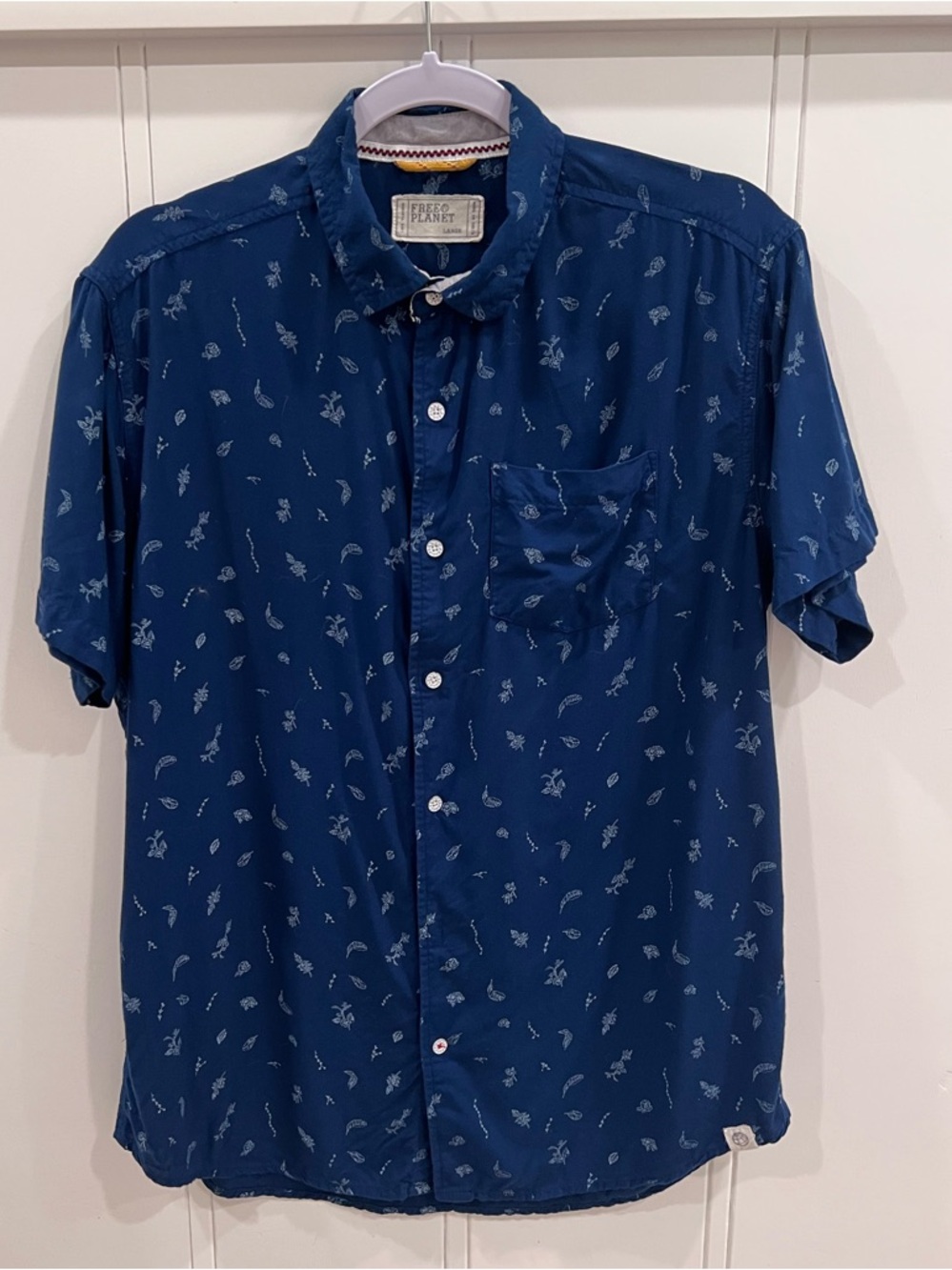Faherty Men's Navy Blue Short-Sleeve Printed Button-Down Shirt